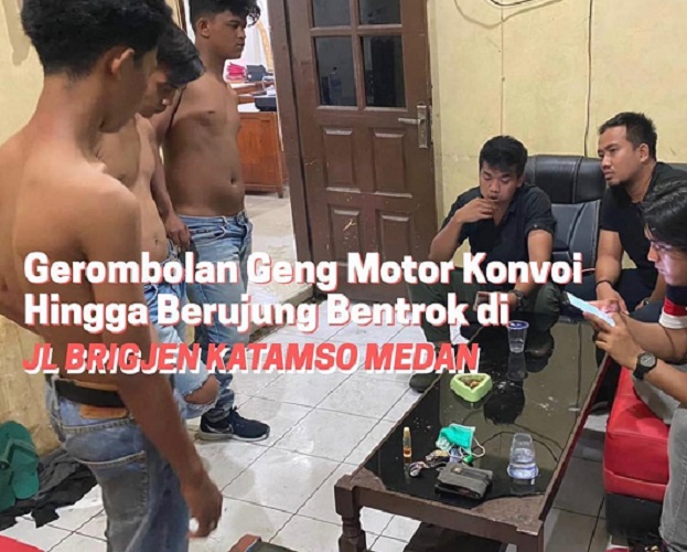 Gerombolan Geng Motor Konvoi Hingga Berujung Bentrok di Jalan Brigjen Katamso Medan