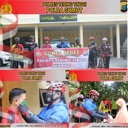 Kapolres Tebing Tinggi Gowes, Baksos Kepada Warga Terimbas Covid-19