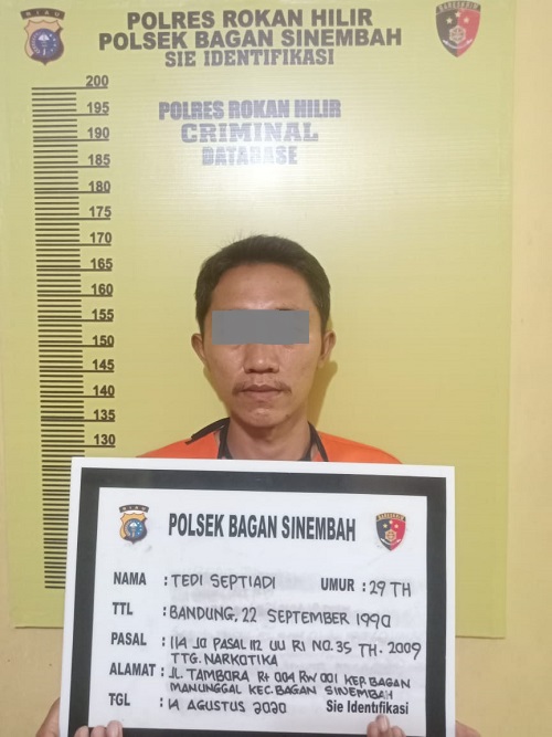 Polsek Bagan Sinembah Polres Rokan Hilir Kembali Mengungkap Dugaan Satu Pelaku Tindak Pidana Narkotika