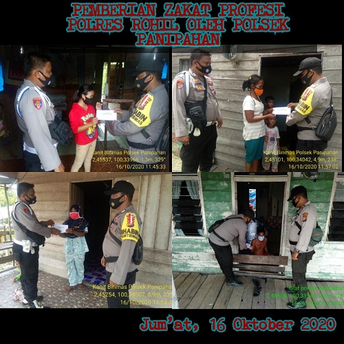 Peduli Membantu Sesama, Jajaran Polres Rokan Hilir Polda Riau Melaksanakan Kegiatan Penyerahan Zakat