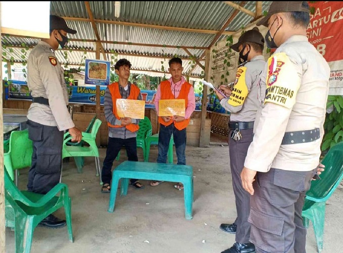 Polsek Simpang Kanan Tindak 594 Pelanggar Disiplin Protokol Kesehatan Covid-19