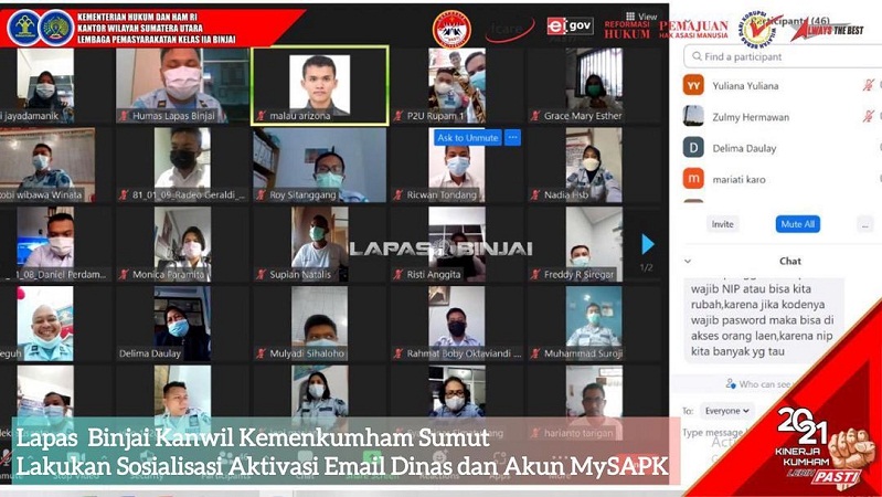 Lapas Binjai Sosialisasi Aktivasi Email Dinas dan Akun MySAPK