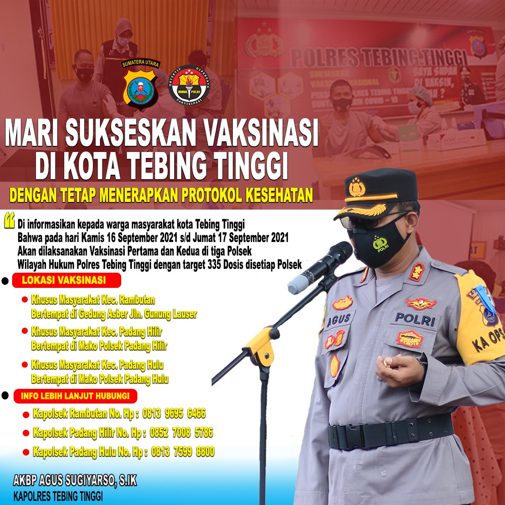 Polres Tebing Tinggi Kembali Gelar Vaksinasi Massal