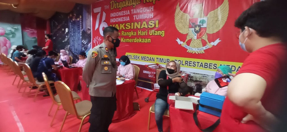 Vaksinasi Merdeka Dosis II, Polsek Medan Timur Gelar Kembali di Mall Centre Point