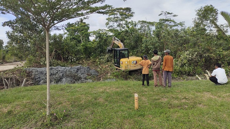 Padi Petani Mati Dilanda Banjir, Bupati Rohil Langsung Turunkan Alat Berat