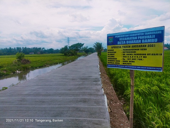 Proyek Betonisasi di Desa Buaran Bambu Kecamatan Pakuhaji, Disoal LSM Geram Banten