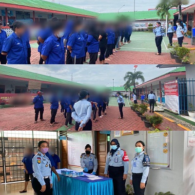 Karutan Bersama Tim Satops Patnal Laksanakan Tes Urine kepada WBP Rutan Perempuan