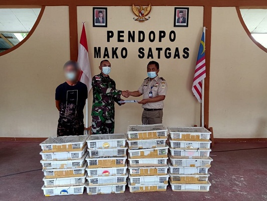 Pos Kotis Satgas Pamtas Yonif Mekanis 643/Wns Mengamankan Ratusan Satwa Liar Ilegal