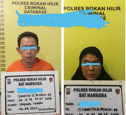 Diduga Miliki 10 Paket Sabu, Sepasang Suami-istri di Simpang Tengki Diciduk Sat Narkoba Polres Rohil