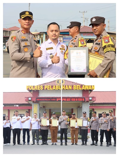 Pokdarkamtibmas Bhayangkara Polda Sumut Memberikan Piagam Penghargaan kepada Bhabinkamtibmas Aipda Wahyu Mulyawan