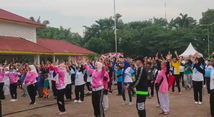 Sambut HUT Bhayangkara ke-77 dan Hari Jadi Kabupaten Deli Serdang ke-77, Polresta DS dan Pemkab DS Gelar Olahraga Bersama