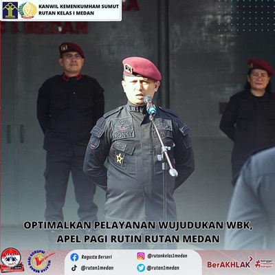 Optimalkan Pelayanan Wujudkan WBK, Apel Pagi Rutin Rutan Kelas 1 Medan