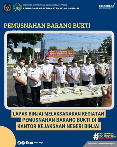 Pemusnahan Barang Bukti Digelar Lapas Binjai di Kejaksaan Negeri Binjai